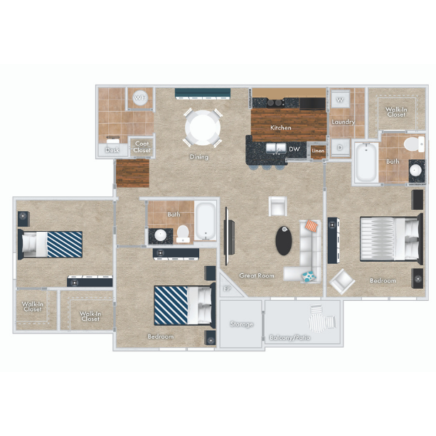 Cranberry Floor Plan, 2 Story, 3 Bedrooms, 2 Baths with garage.